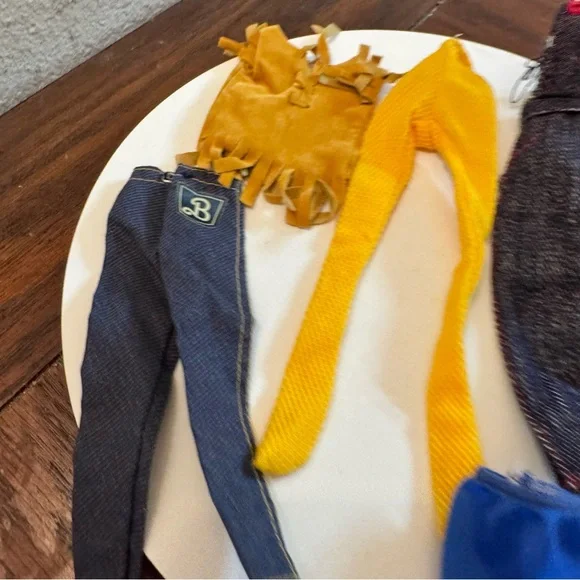 Vintage Barbie doll style clothing top overalls pants skirt leggings  bundle - Picture 2 of 6